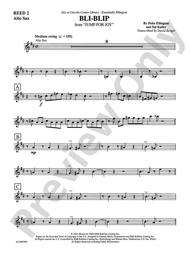 Bli-Blip (from Jump for Joy): 2nd E-flat Alto Saxophone