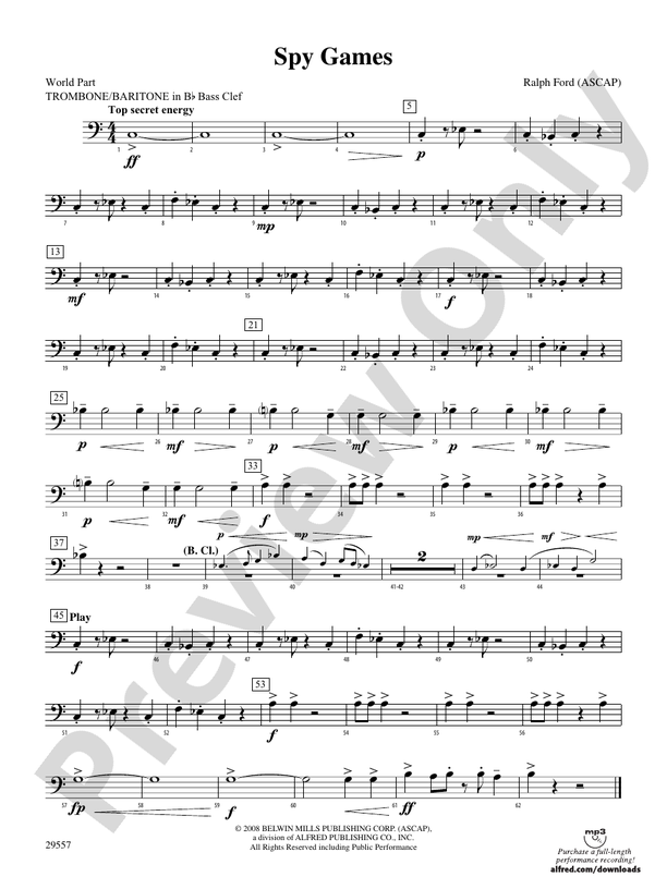 Spy Games: (wp) 1st B-flat Trombone B.C.