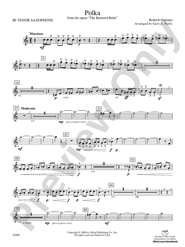 Polka From The Bartered Bride: B-flat Tenor Saxophone: B-flat Tenor ...