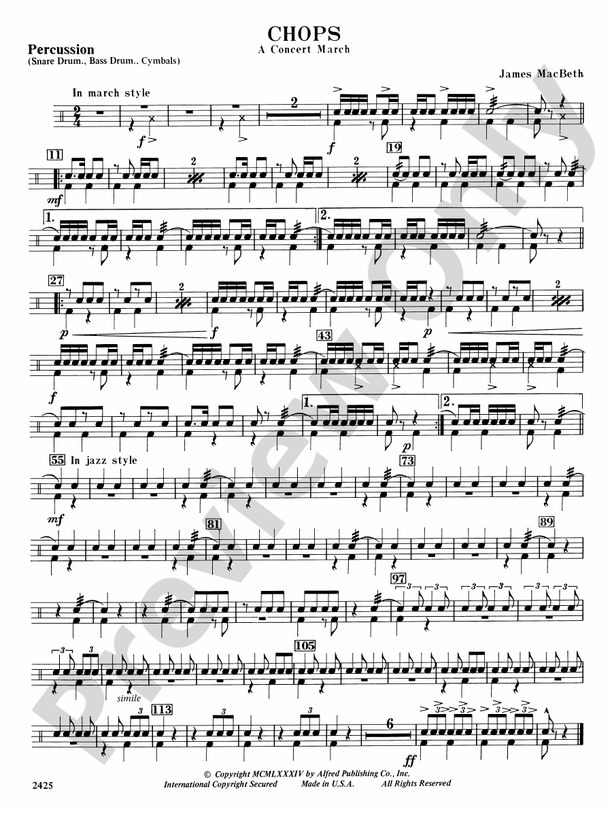 Chops 1st Percussion 1st Percussion Part Digital Sheet Music Download