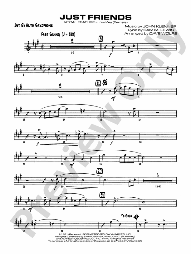 Just Friends: E-flat Alto Saxophone