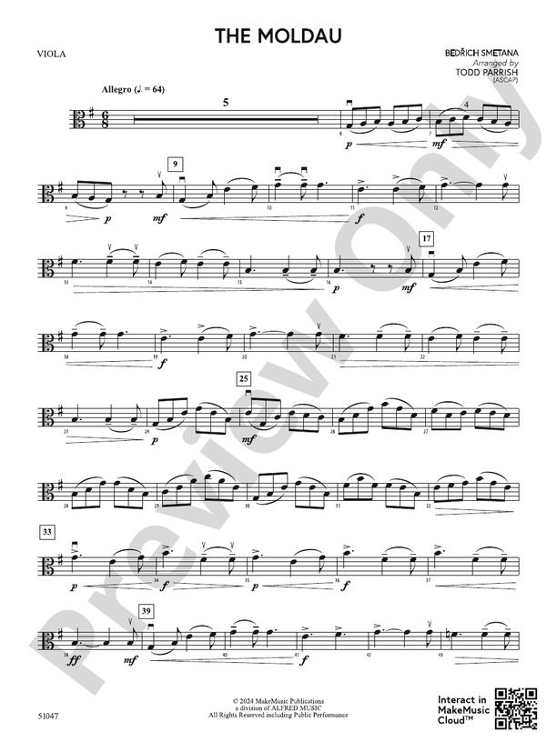 吹奏楽楽譜 THE MOLDAU The Moldau: Viola: Viola Part - Digital Sheet Music Download