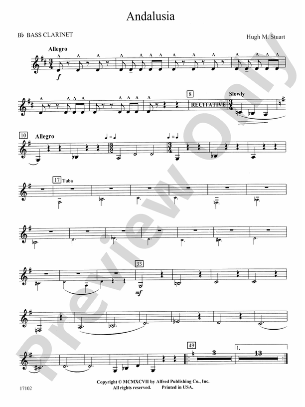 Andalusia: B-flat Bass Clarinet: B-flat Bass Clarinet Part - Digital ...