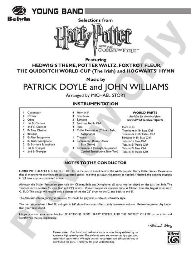 Harry Potter and the Goblet of Fire, Selections from