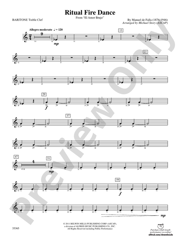Ritual Fire Dance (From El Amor Brujo): Baritone T.C.