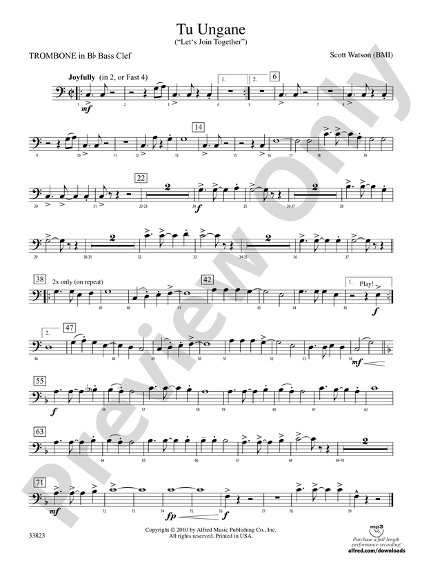 Tu Ungane: (wp) 1st B-flat Trombone B.C.