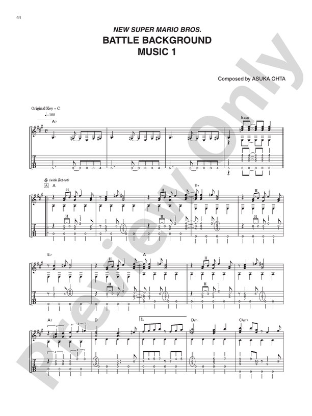 New Super Mario Bros. Battle Background Music 1: Guitar - Digital Sheet Music  Download: Nintendo®