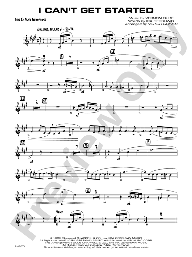 I Can T Get Started 2nd E Flat Alto Saxophone 2nd E Flat Alto Saxophone Part Digital Sheet