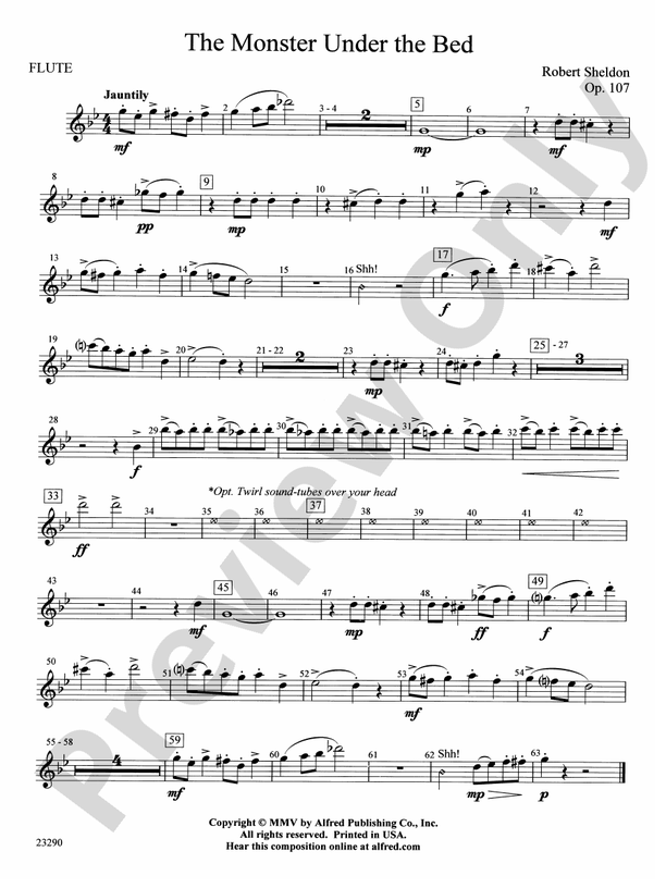 The Monster Under the Bed: Flute: Flute Part - Digital Sheet Music Download