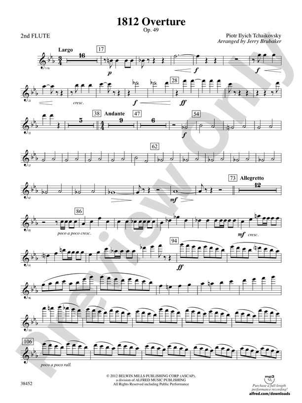 1812 Overture 2nd Flute 2nd Flute Part Digital Sheet Music Download