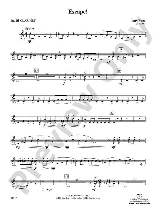 Escape!: 2nd B-flat Clarinet: 2nd B-flat Clarinet Part - Digital Sheet ...