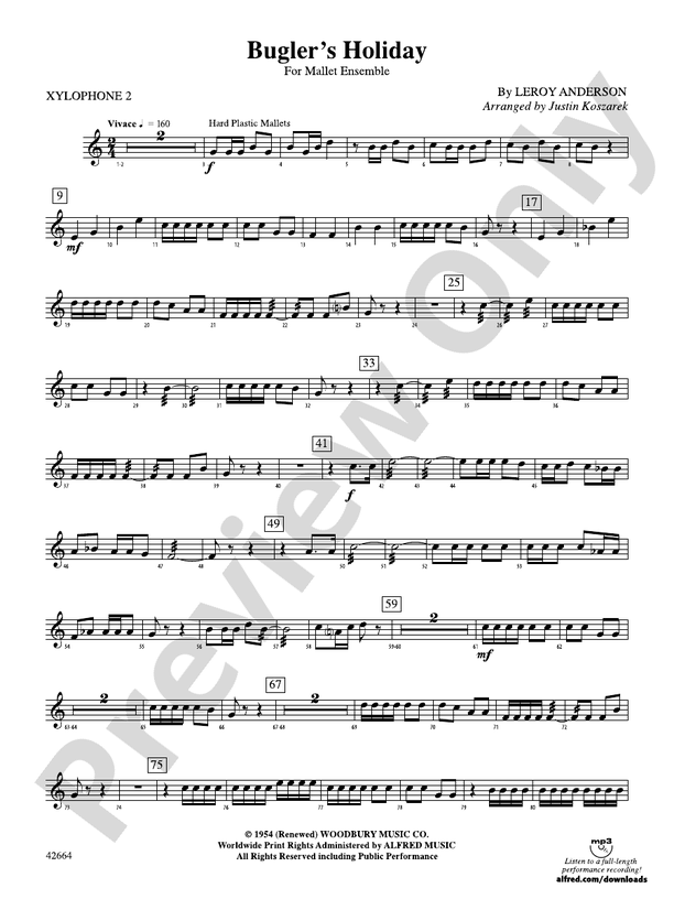 Bugler's Holiday 2nd Xylopohone 2nd Xylopohone Part Digital Sheet