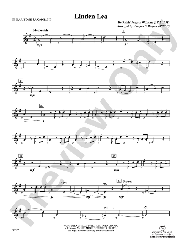 Linden Lea: E-flat Baritone Saxophone