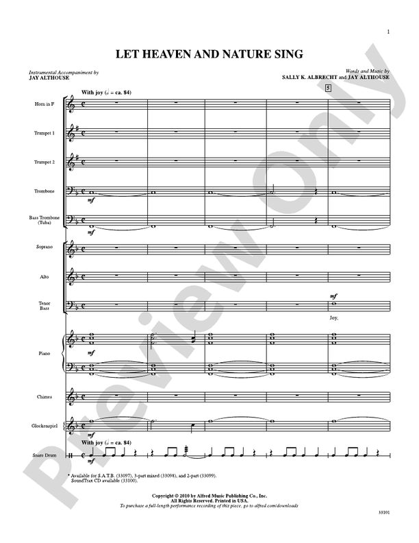 Let Heaven and Nature Sing: Choral Octavo SoundPax: Sally K. Albrecht ...