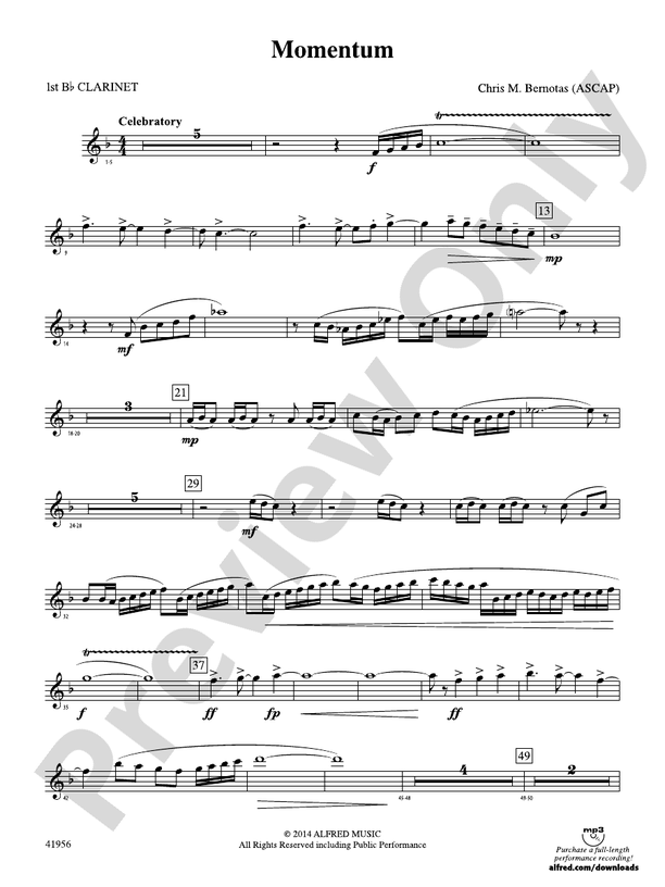 Momentum: 1st B-flat Clarinet: 1st B-flat Clarinet Part - Digital Sheet ...