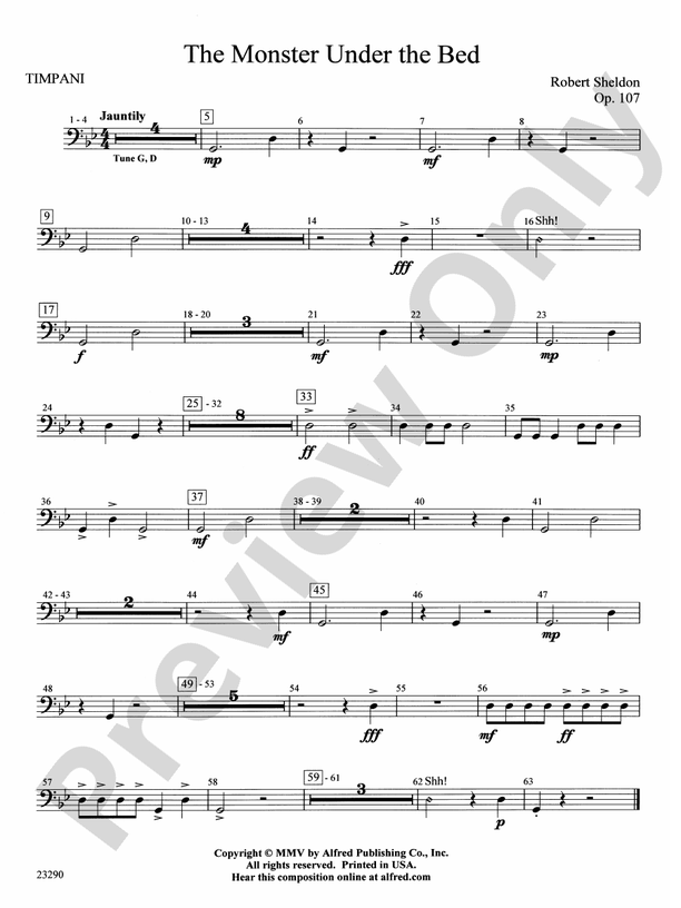 The Monster Under the Bed Timpani Timpani Part Digital Sheet Music