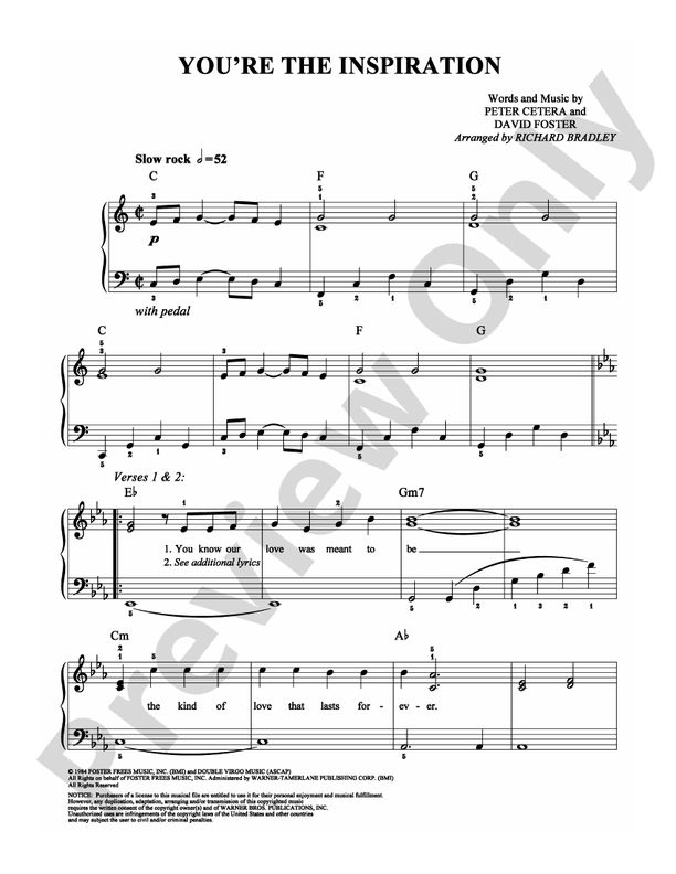 You're The Inspiration Piano Sheet Music Pdf Free