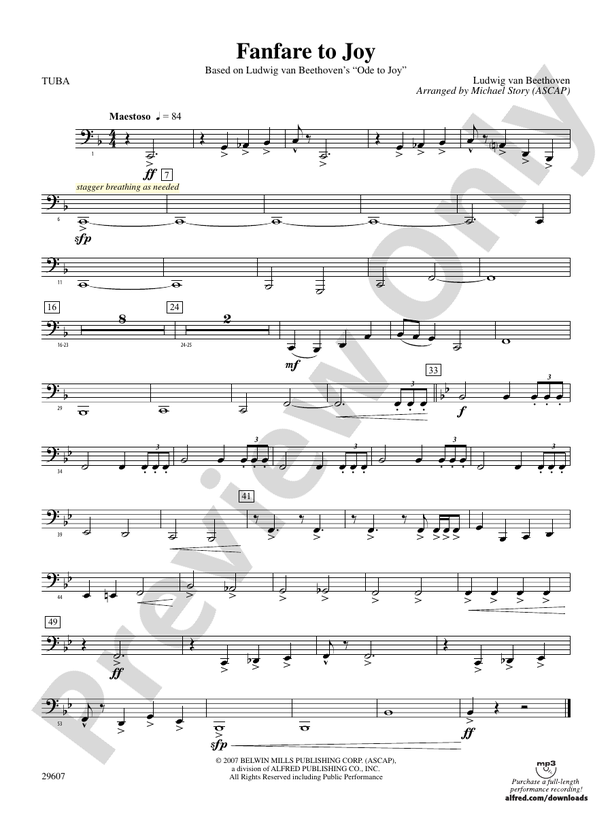 Fanfare to Joy: Tuba: Tuba Part - Digital Sheet Music Download