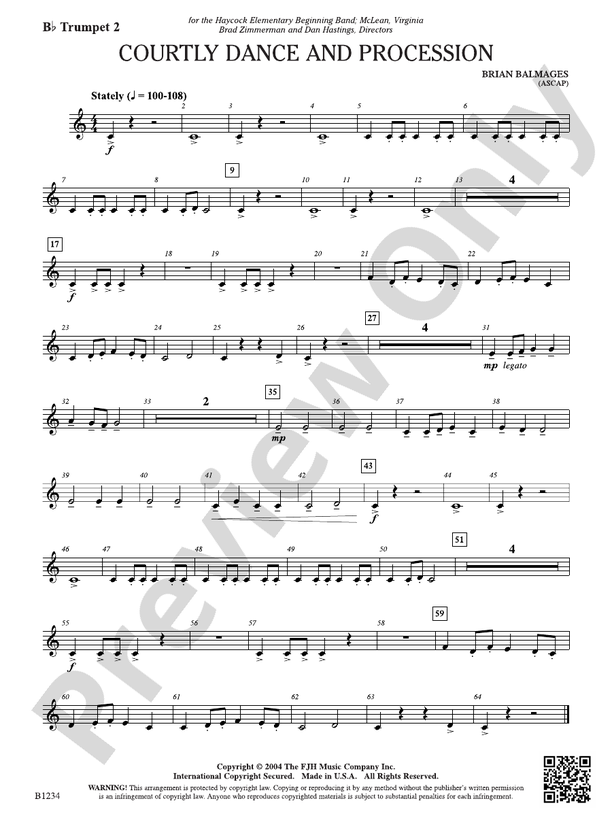 Courtly Dance and Procession: Opt. B-flat Trumpet 2: Opt. B-flat ...