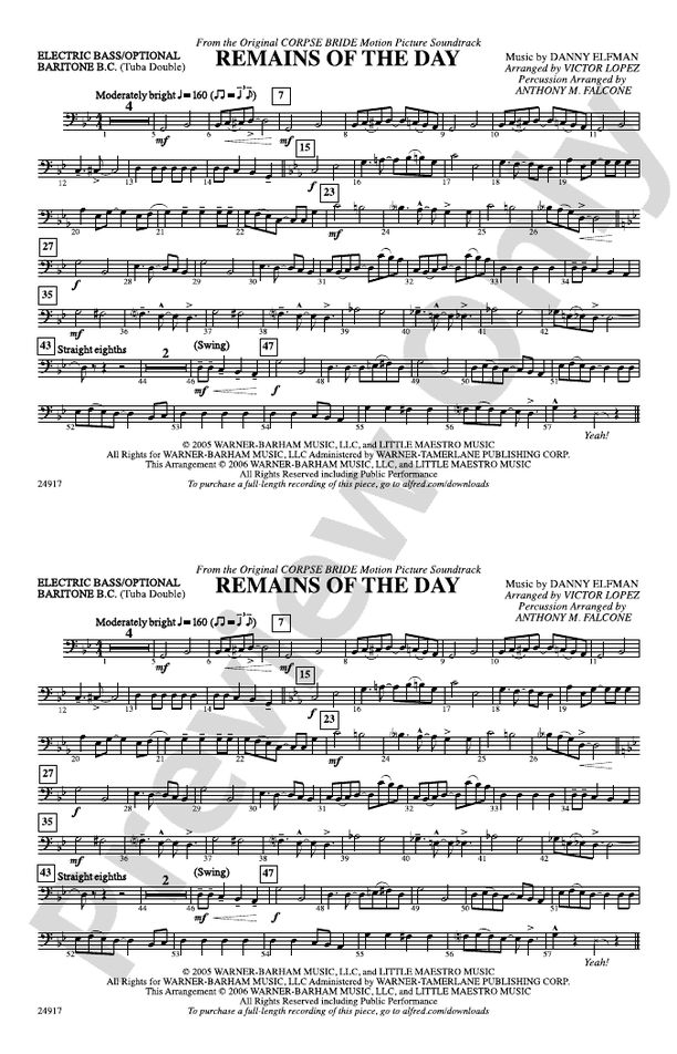 Remains of the Day (from Corpse Bride): Electric Bass: Electric Bass ...