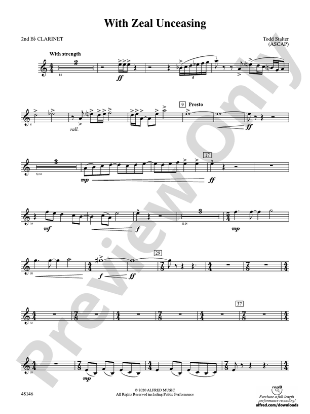 With Zeal Unceasing: 2nd B-flat Clarinet