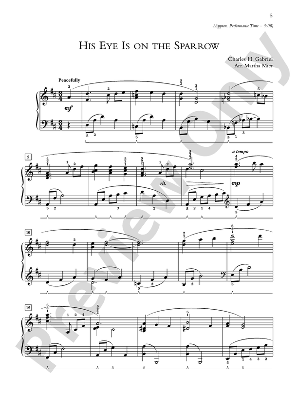 His Eye Is on the Sparrow - Piano Solo