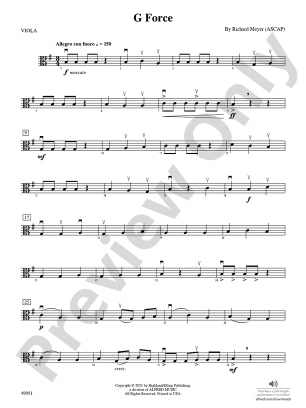 G Force: Viola: Viola Part - Digital Sheet Music Download