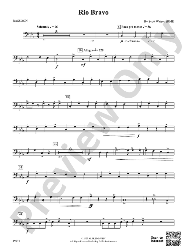 Rio Bravo: Bassoon: Bassoon Part - Digital Sheet Music Download