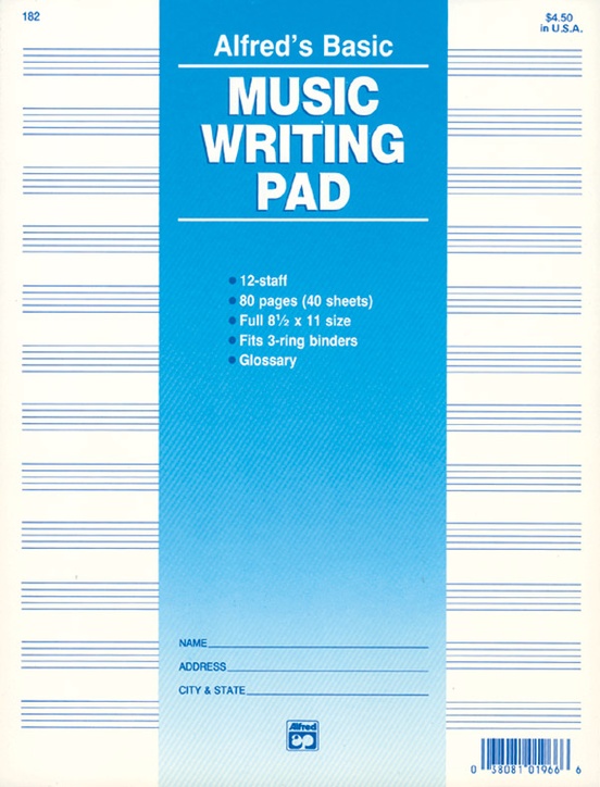 12 Stave Music Writing Pad (8 1/2" x 11")