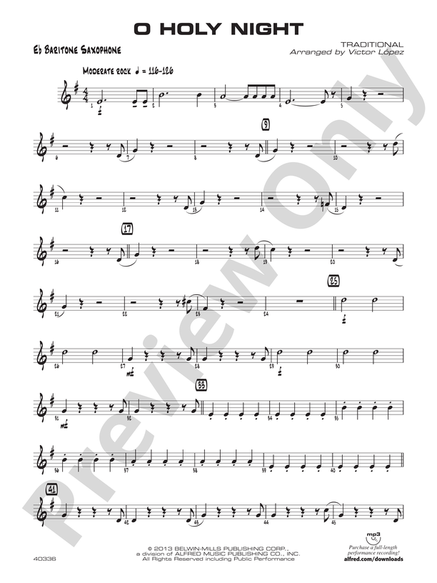 O Holy Night  Saxophone Sheet Music