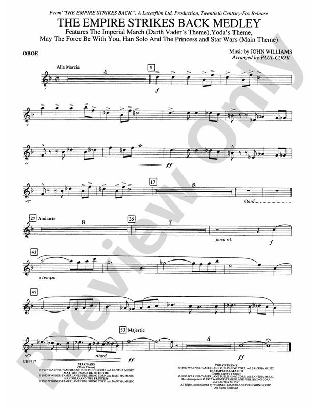 The Empire Strikes Back Medley: Oboe
