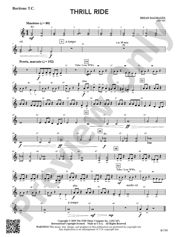 Thrill Ride: Baritone T.C.: Baritone T.C. Part: Brian Balmages ...