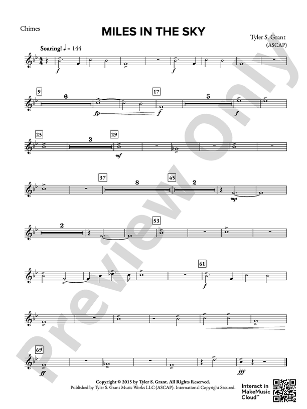 Miles in the Sky Chimes Chimes Part Digital Sheet Music Download