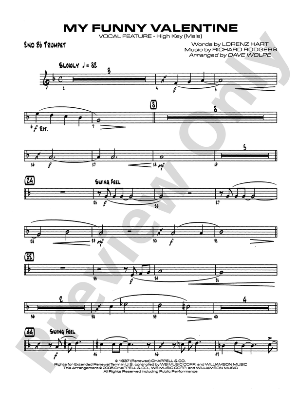 My Funny Valentine: 2nd B-flat Trumpet