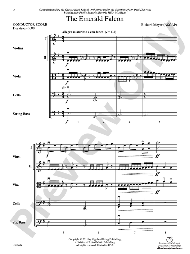 The Emerald Falcon: Score: String Orchestra Score - Digital Sheet
