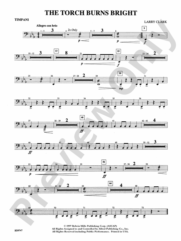 The Torch Burns Bright Timpani Timpani Part Digital Sheet Music