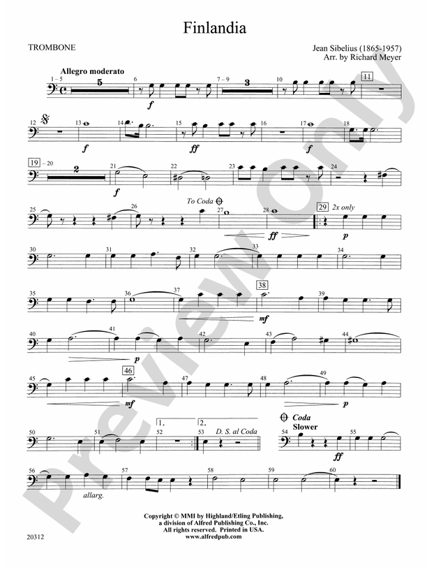 Finlandia: 1st Trombone: 1st Trombone Part - Digital Sheet Music Download