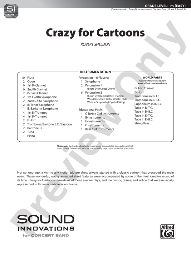 Crazy for Cartoons Score Concert Band Score Digital Sheet Music