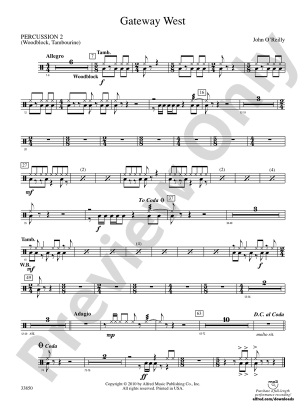 Gateway West 2nd Percussion 2nd Percussion Part Digital Sheet Music Download 4765