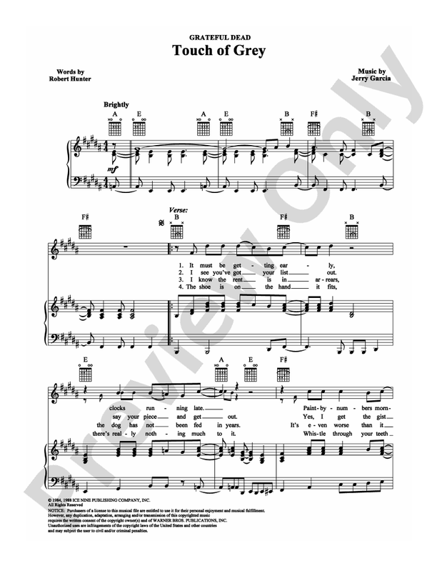 Touch of Grey: Piano/Vocal/Chords: Grateful Dead - Digital Sheet Music ...