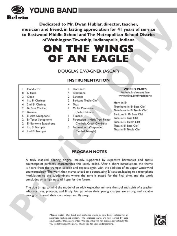 On the Wings of an Eagle Concert Band Conductor Score & Parts Douglas