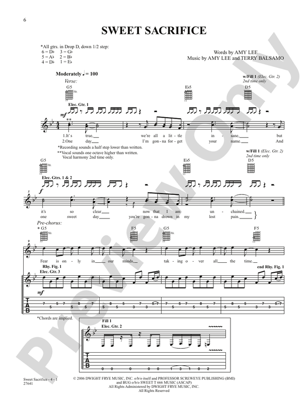 My Sacrifice sheet music for guitar (tablature) (PDF)