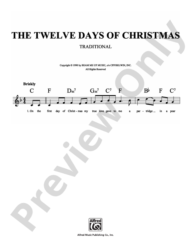 The Twelve Days Of Christmas Lead Sheet Traditional Digital Sheet