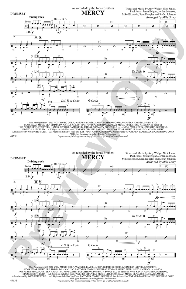 Mercy (From Space Jam: A New Legacy): Drums: Drums Part - Digital Sheet