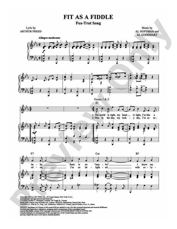 Fit As A Fiddle: Piano/Vocal/Chords: Al Hoffman - Digital Sheet Music ...