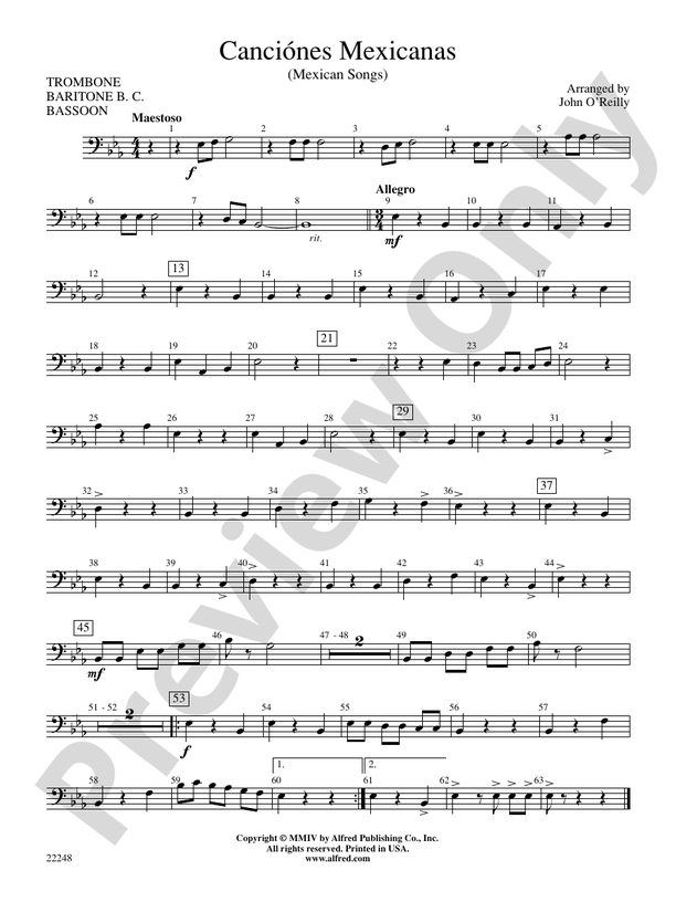 Canciónes Mexicanas: 1st Trombone: 1st Trombone Part - Digital Sheet Music  Download
