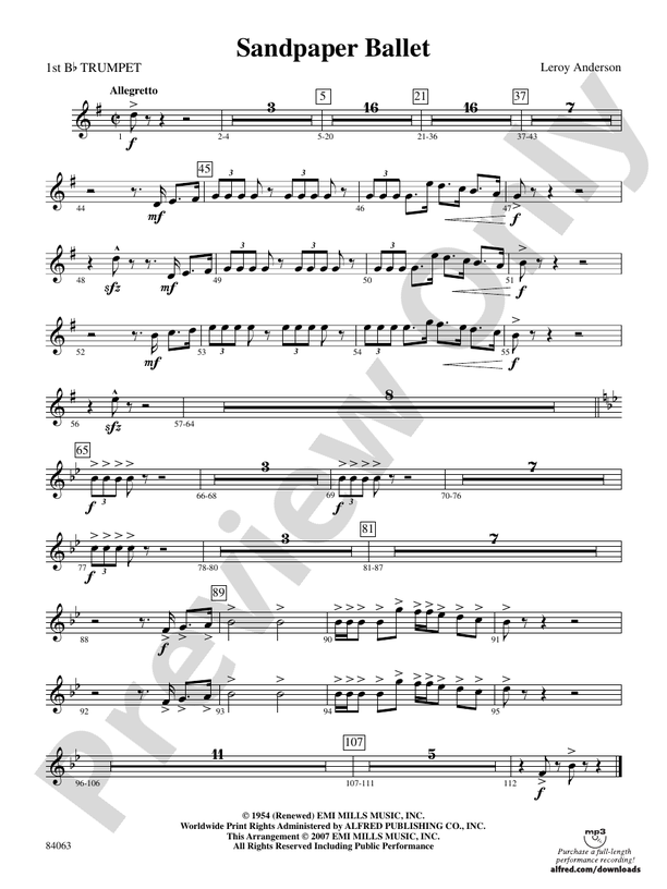 Sandpaper Ballet 1st Bflat Trumpet 1st Bflat Trumpet Part Digital