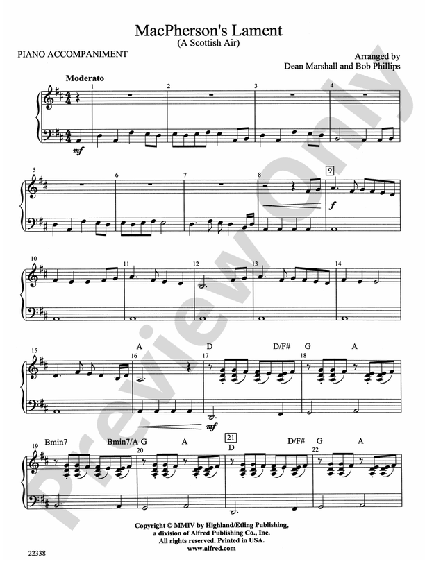 MacPherson's Lament (A Scottish Air) Piano Piano