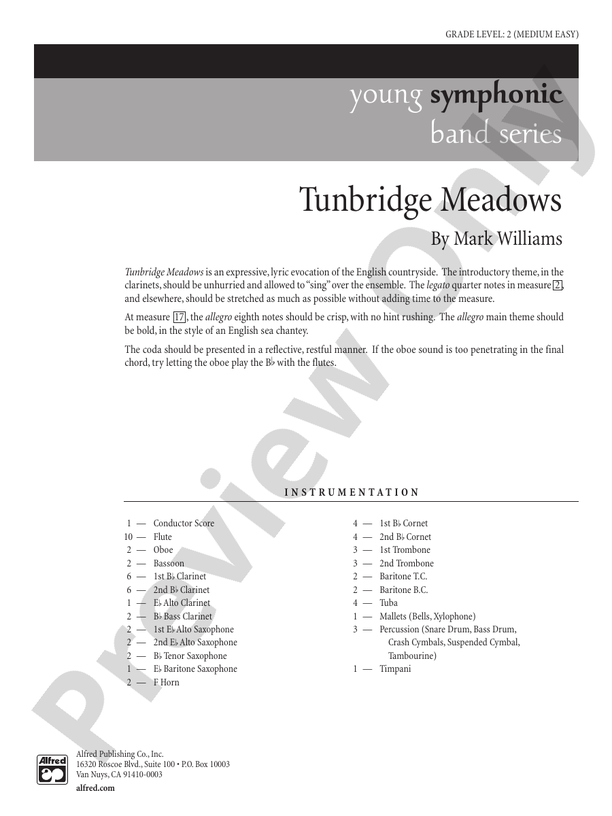 Tunbridge Meadows Score Concert Band Score Digital Sheet Music Download