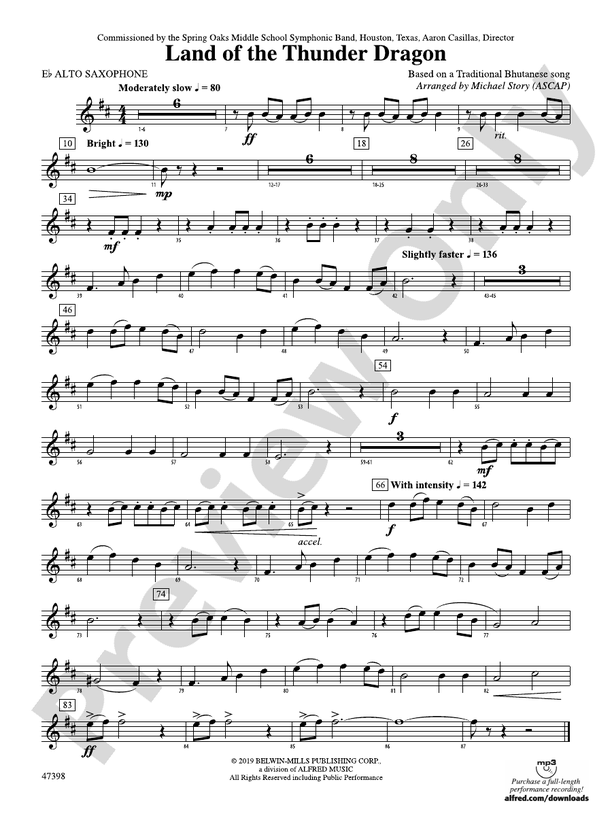Land of the Thunder Dragon: E-flat Alto Saxophone: E-flat Alto ...